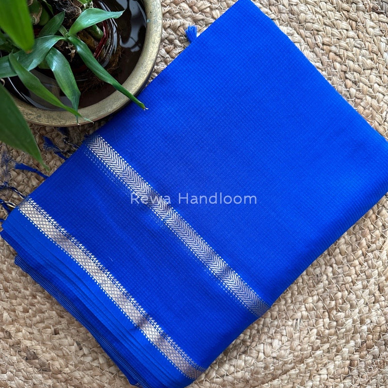 Exclusive Maheswari Self Checks Royal Blue Saree MCS039