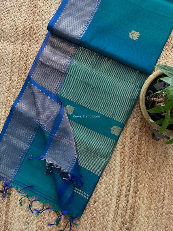 Butta Zari Border Maheshwari Saree