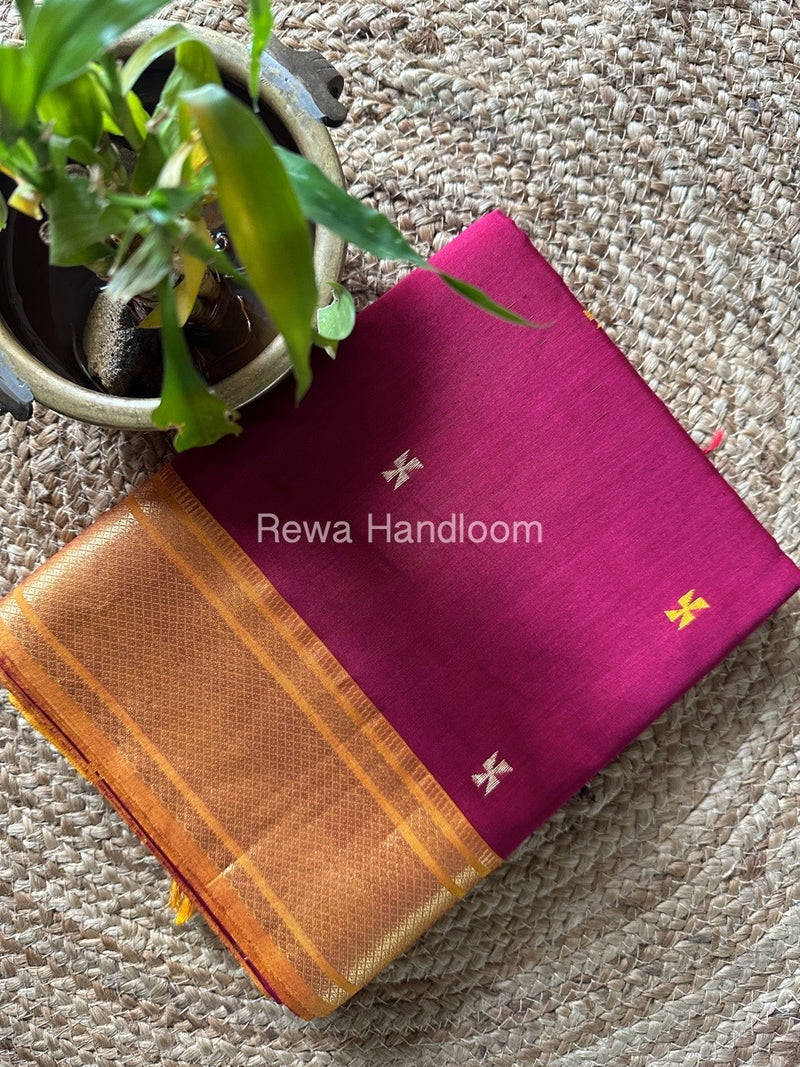 Maheshwari Dark Pink Zari Butti Saree SW036