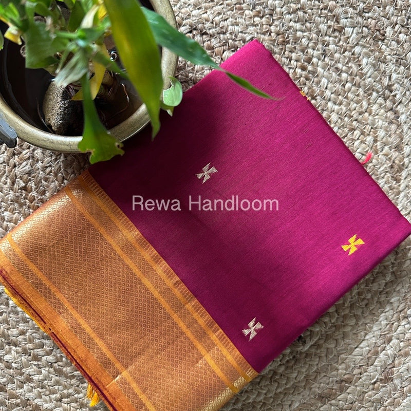Maheshwari Dark Pink Zari Butti Saree SW036