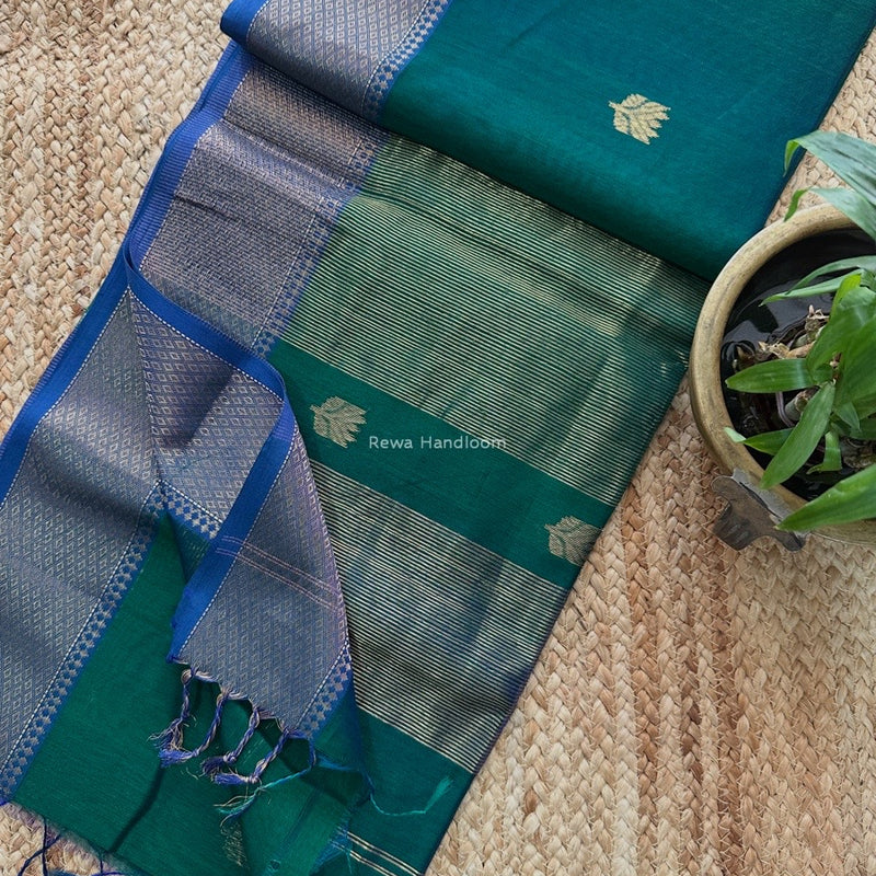 Butta Zari Border Maheshwari Saree 