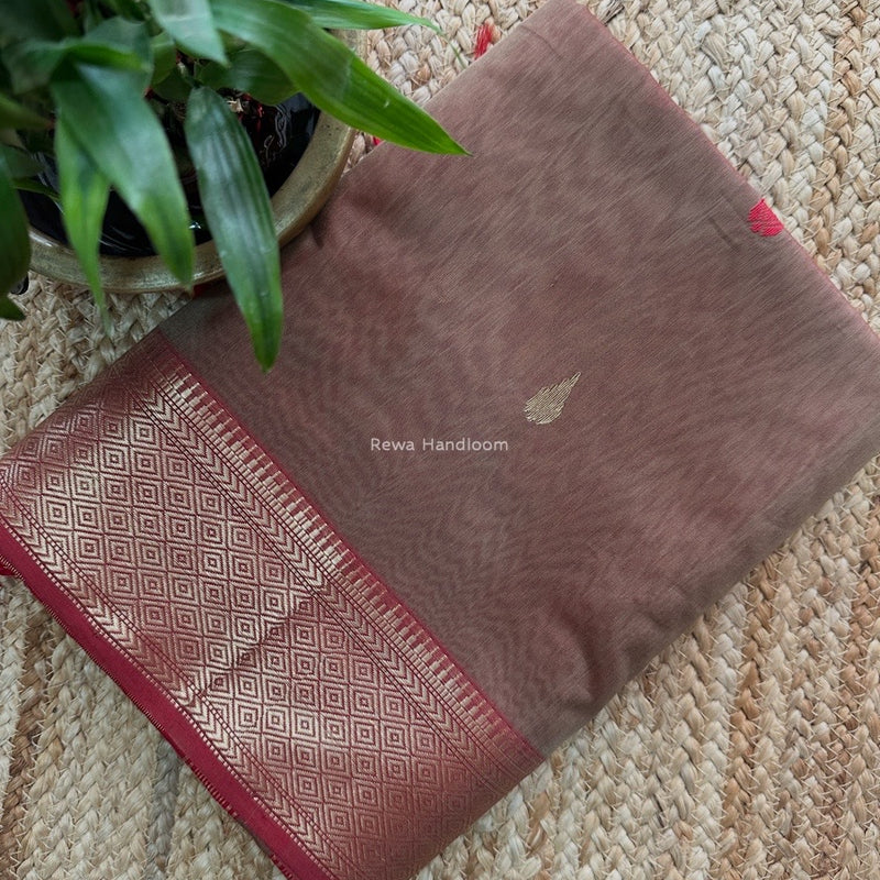 Maheshwari Beige Butta Pallu Saree BBSS01