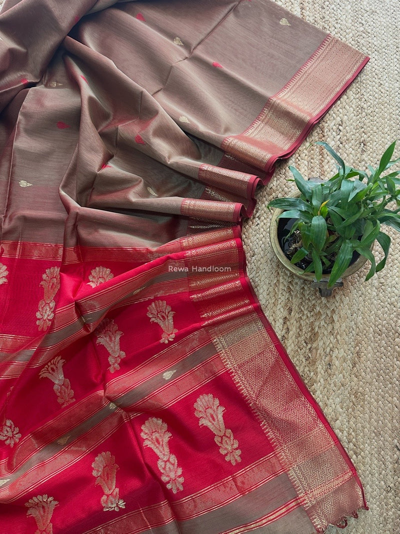 Maheshwari Beige Butta Pallu Saree BBSS01