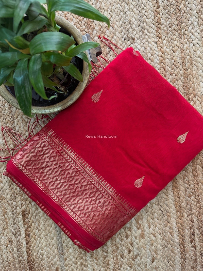 Maheshwari Red Butta Pallu Saree BBSS02