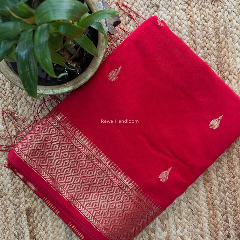Maheshwari Red Butta Pallu Saree BBSS02