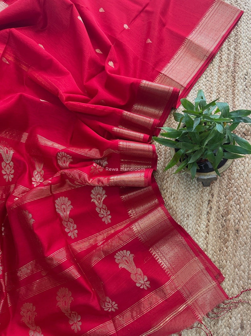 Maheshwari Red Butta Pallu Saree BBSS02