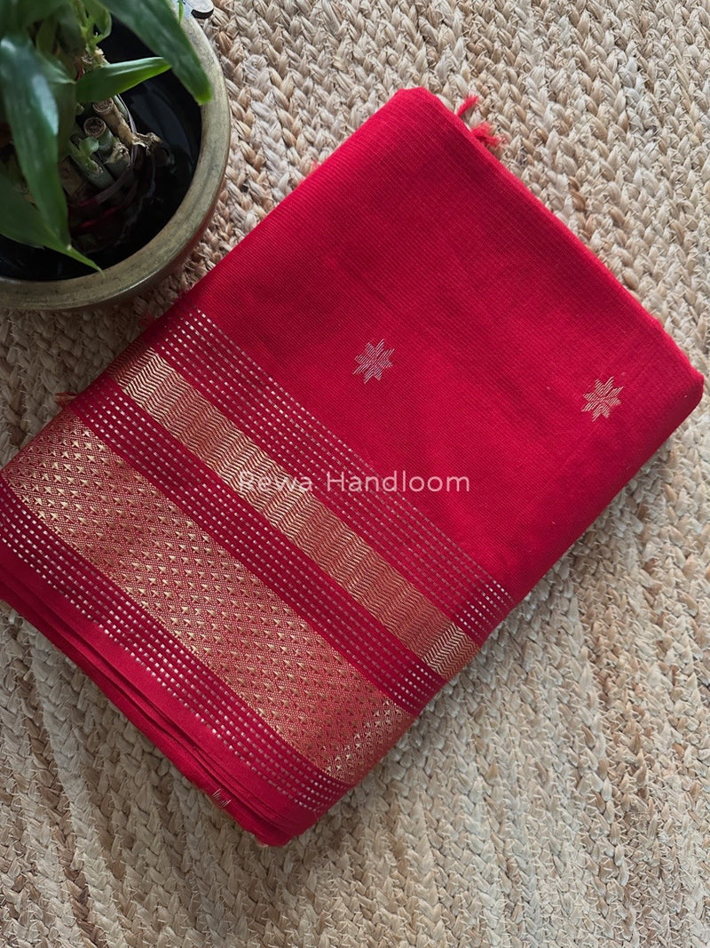 Maheshwari Red Butti Saree TPBS04