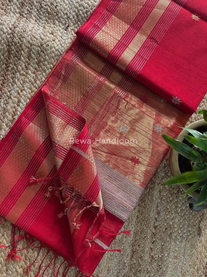 Maheshwari Red Butti Saree TPBS04
