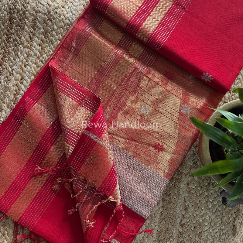 Maheshwari Red Butti Saree TPBS04