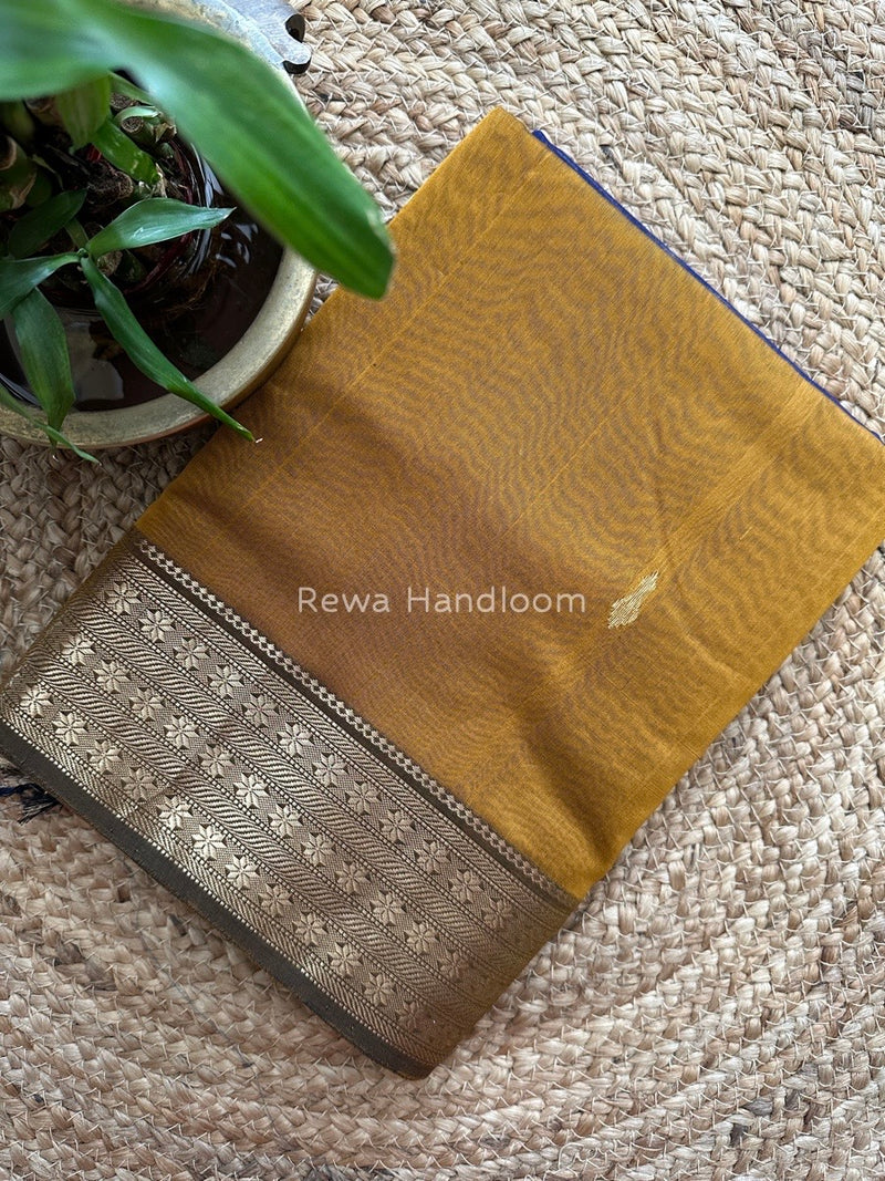 Maheshwari Dark Mustard Butta Pallu Saree BBS08