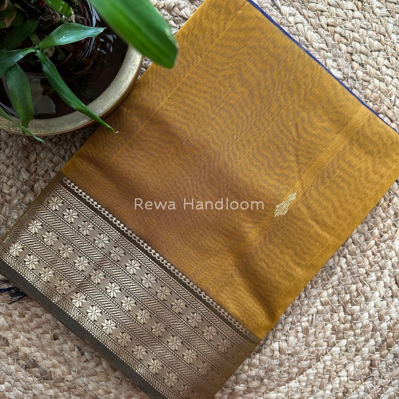 Maheshwari Dark Mustard Butta Pallu Saree BBS08