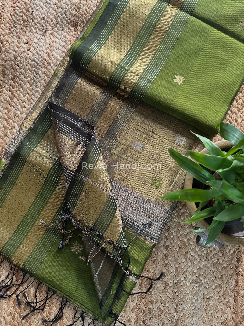 Maheshwari Olive Green Butti Saree TPBS05