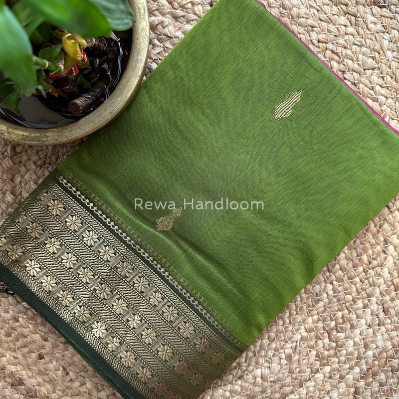 Maheshwari Mehendi Green Butta Pallu Saree BBS02