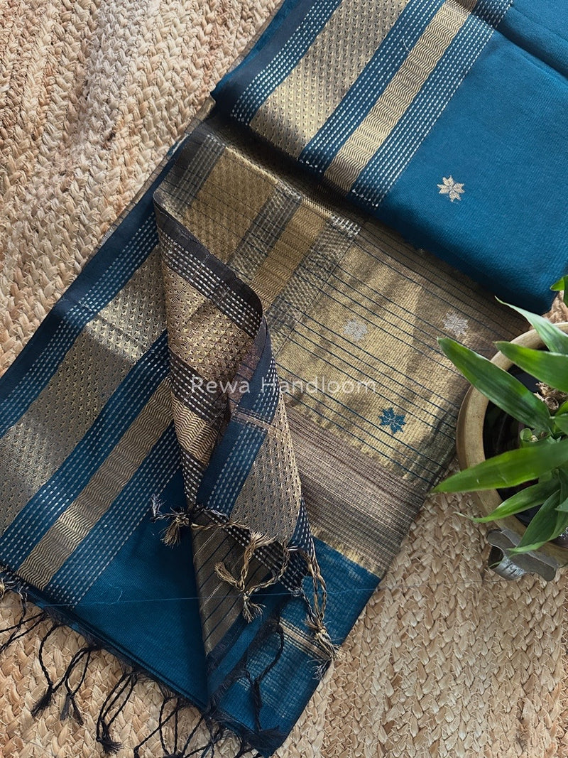 Maheshwari Rama Green Butti Saree TPBS06