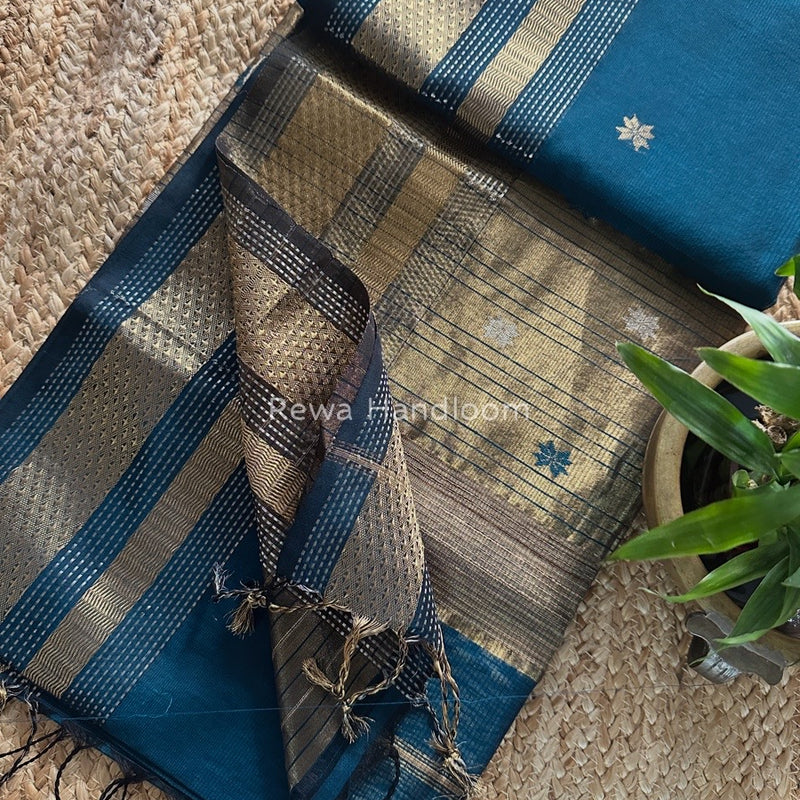 Maheshwari Rama Green Butti Saree TPBS06