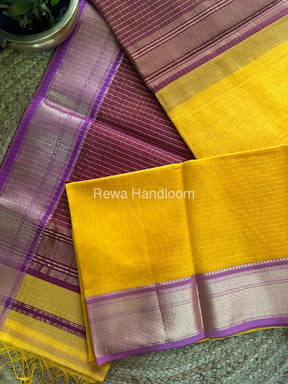 Maheshwari Yellow Zari Linning Saree GL022