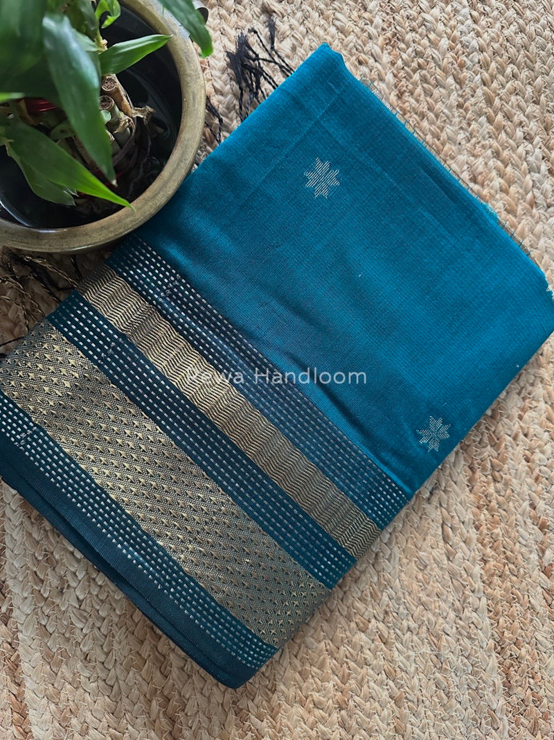 Maheshwari Aqua Green Butti Saree TPBS01