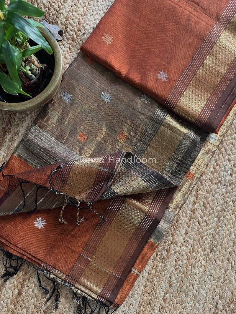Maheshwari Brown Butti Saree TPBS07