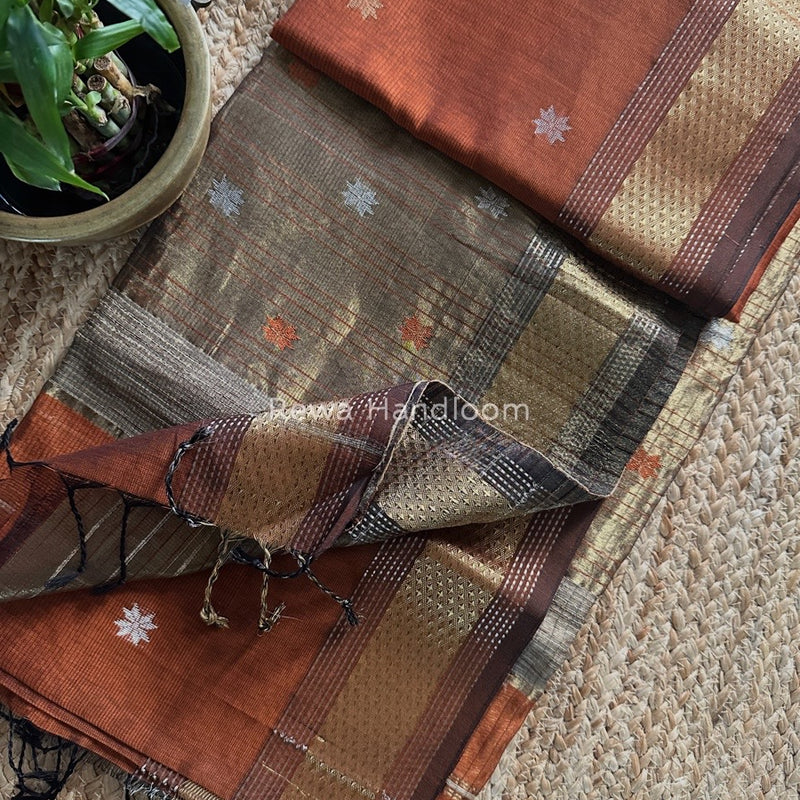 Maheshwari Brown Butti Saree TPBS07