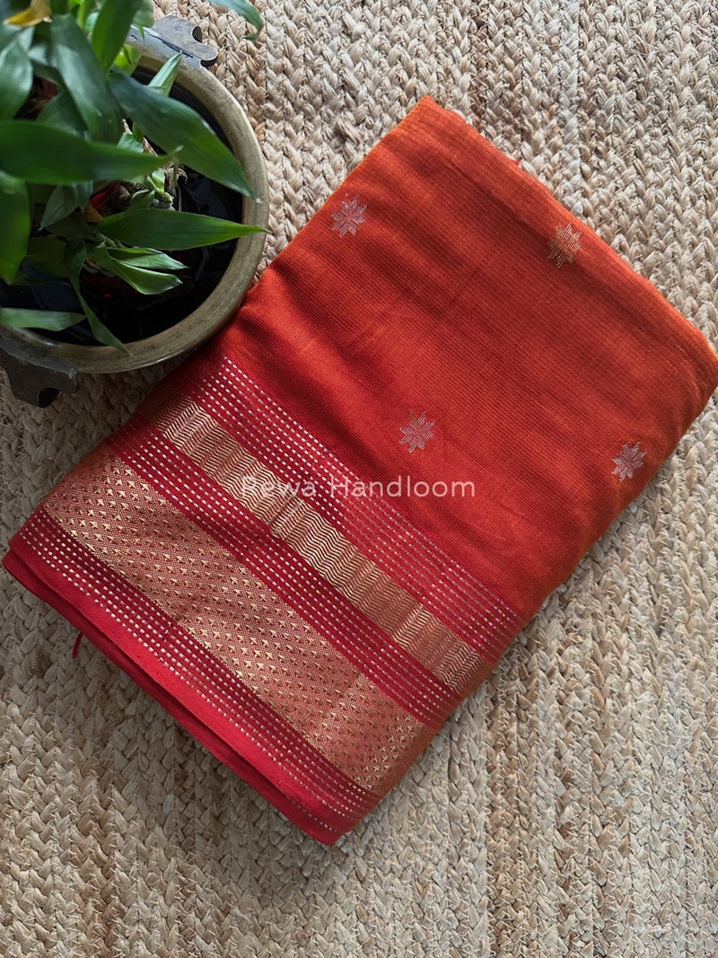 Maheshwari Rust Butti Saree TPBS02
