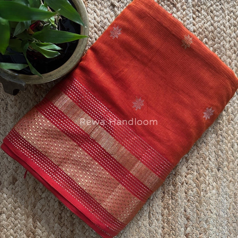Maheshwari Rust Butti Saree TPBS02