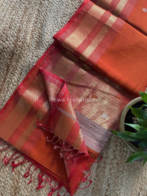 Maheshwari Rust Butti Saree TPBS02