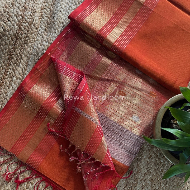 Maheshwari Rust Butti Saree TPBS02
