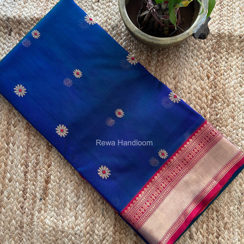 Blue Chanderi Katan Silk Nakshi Border Saree CKNBS06