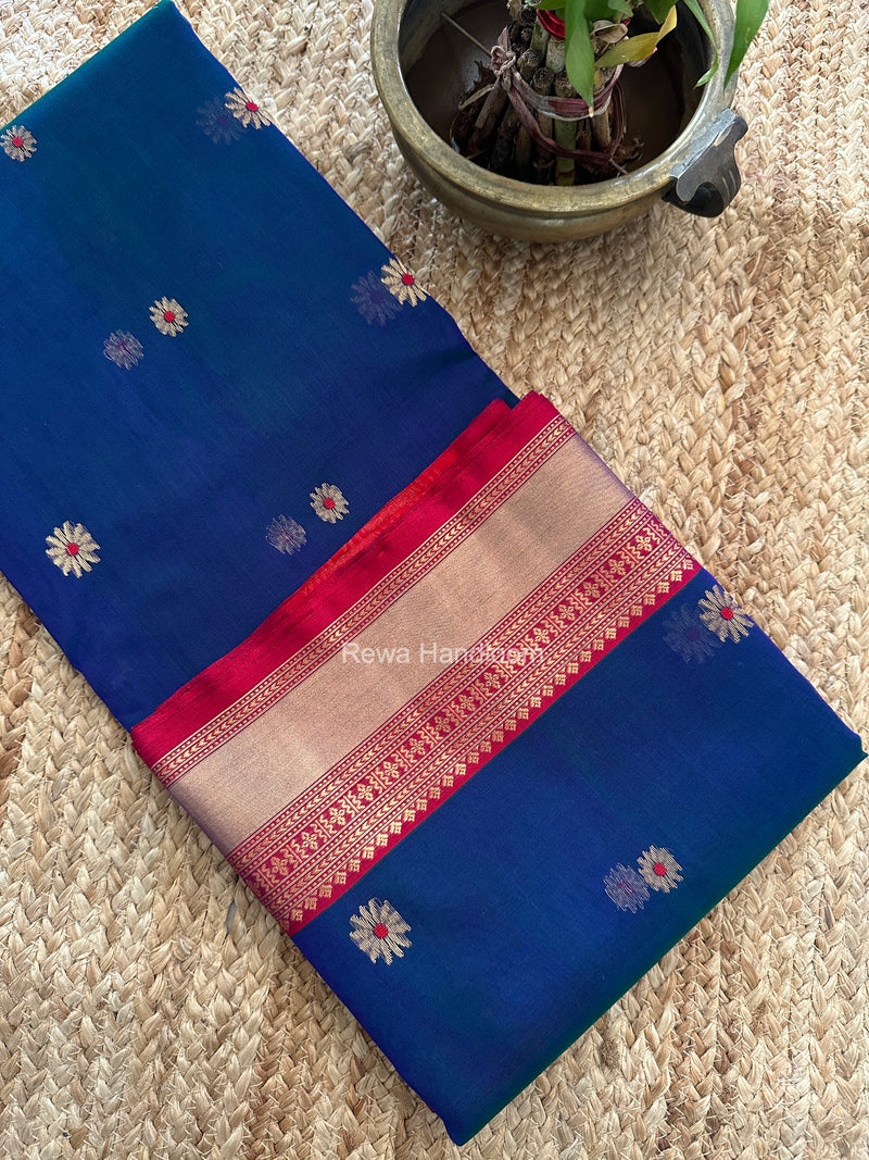 Blue Chanderi Katan Silk Nakshi Border Saree CKNBS06