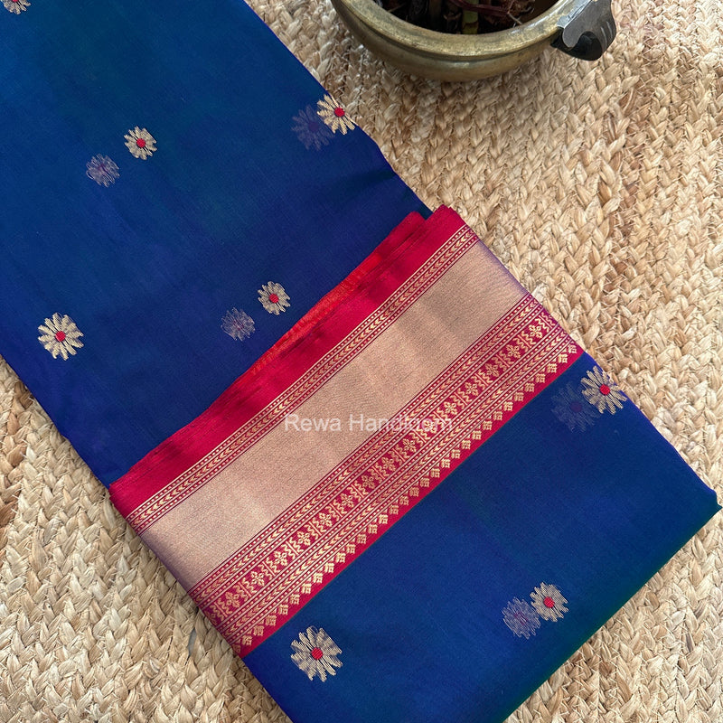 Blue Chanderi Katan Silk Nakshi Border Saree CKNBS06