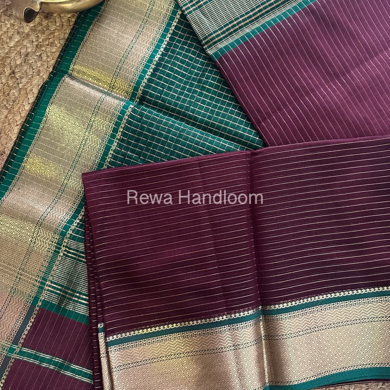 Maheshwari Wine Zari Linning Saree GL027
