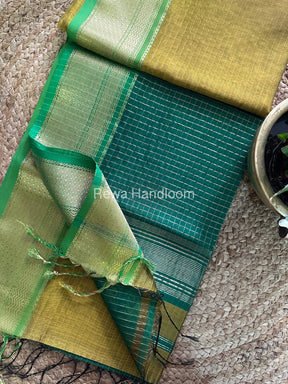 Maheshwari Green Zari Linning Saree-GL010