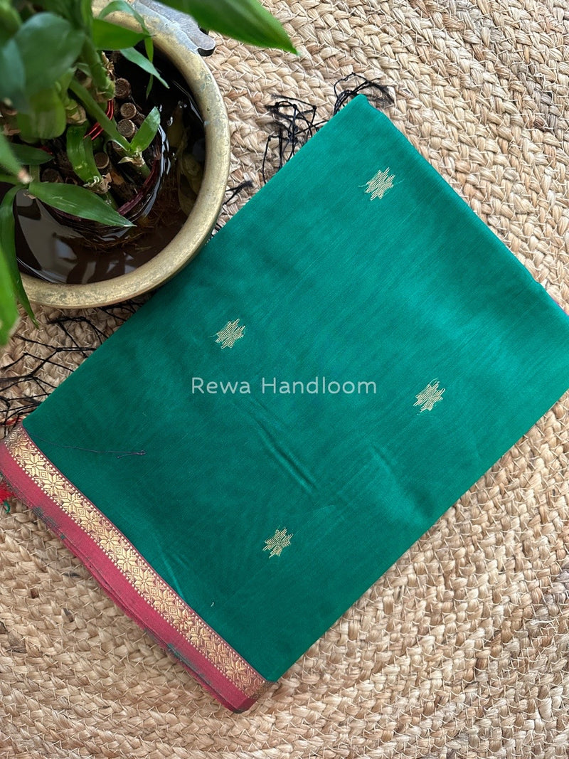 Green-Magenta Zari Butti Maheshwari Saree SBS0031