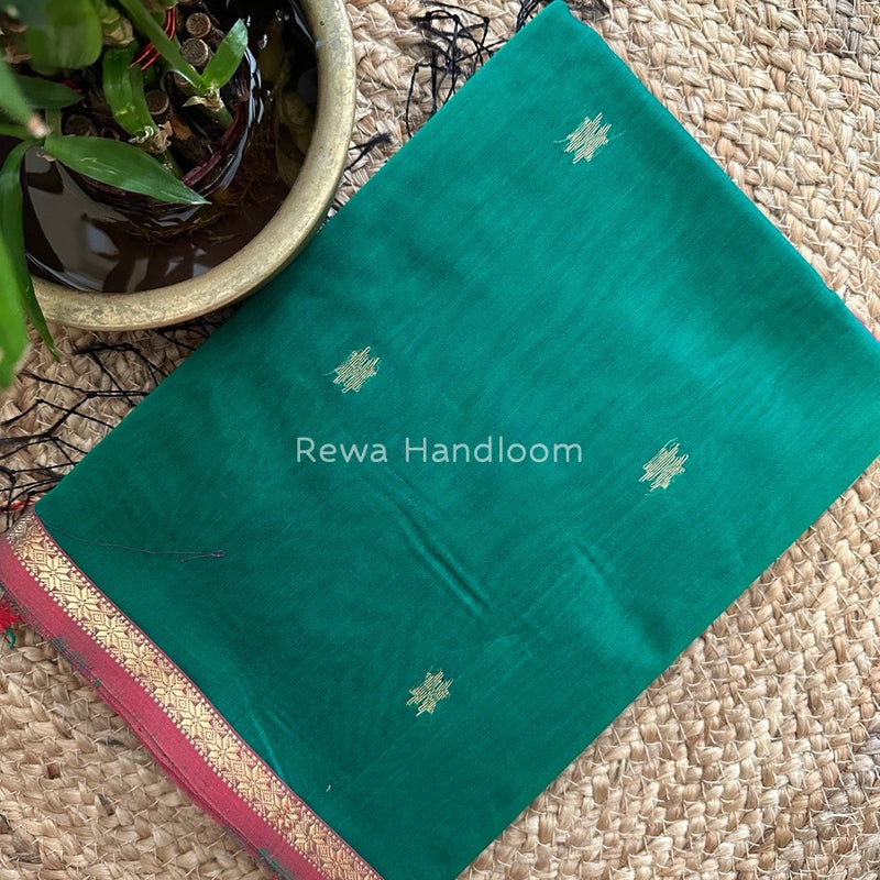 Green-Magenta Zari Butti Maheshwari Saree SBS0031
