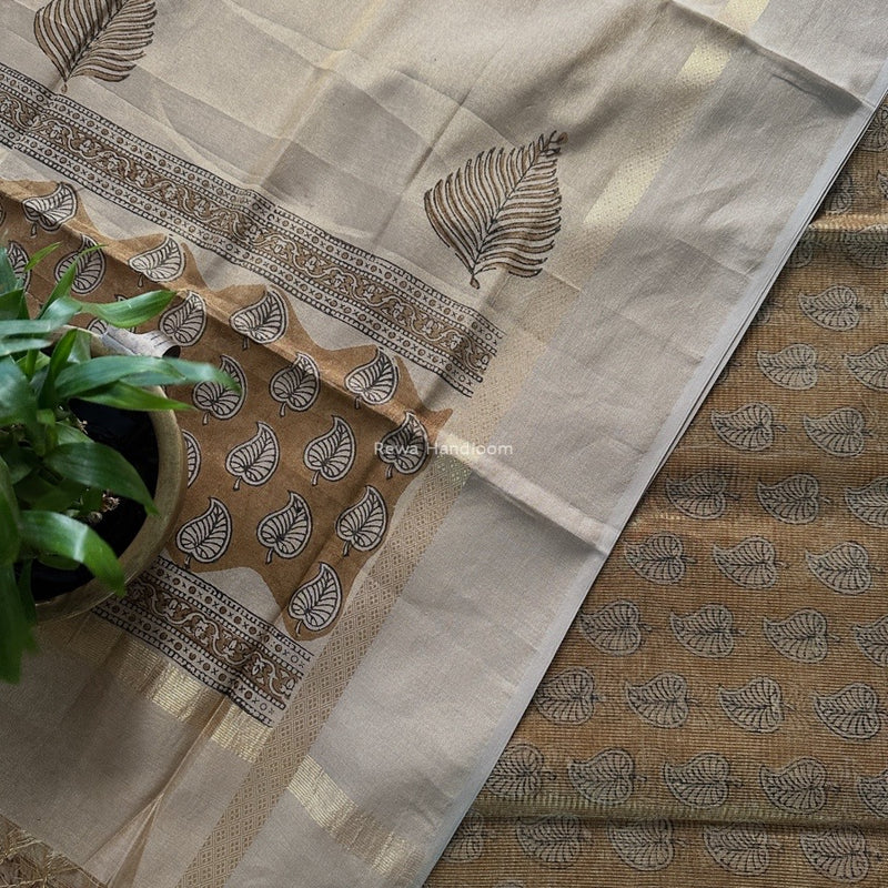 Maheshwari  Handblock Tissue Top-Dupatta