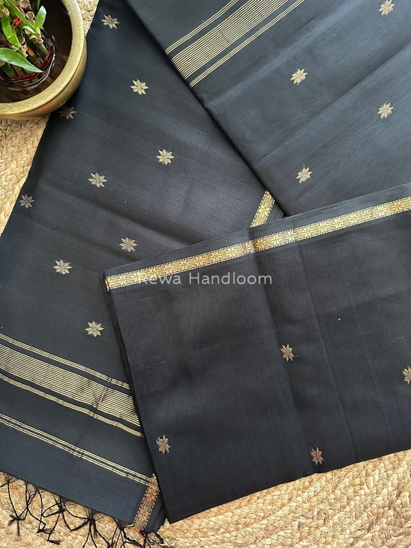 Black Zari Butti Maheshwari Saree SBS0041