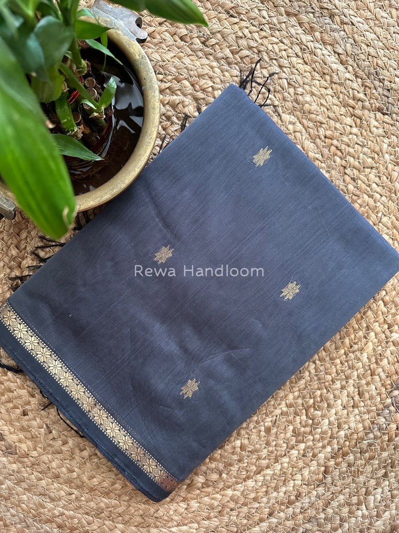 Grey Zari Butti Maheshwari Saree SBS0032