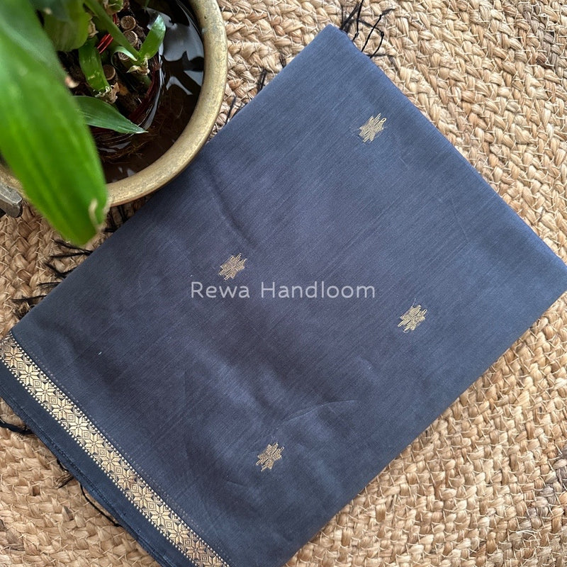 Grey Zari Butti Maheshwari Saree SBS0032