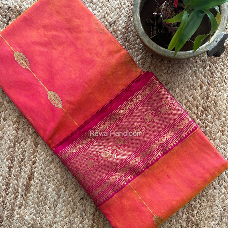Carrot Red Chanderi Katan Silk Nakshi Border Saree CKNBS05