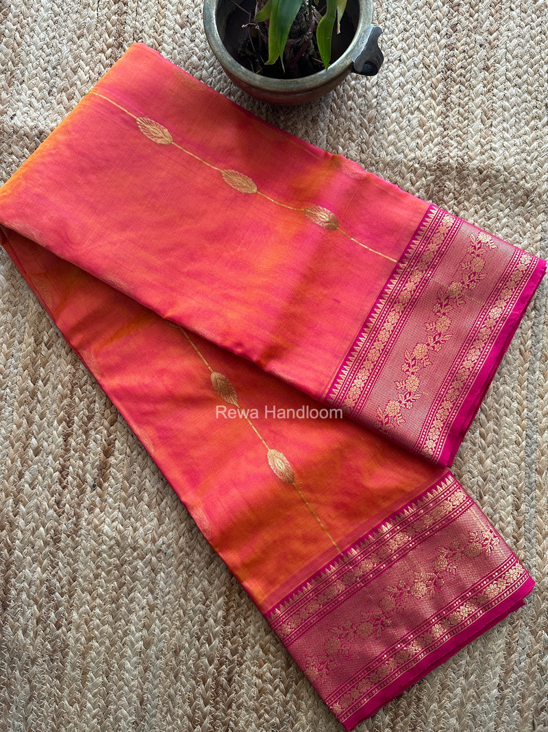 Chanderi Katan Silk Nakshi Border Saree