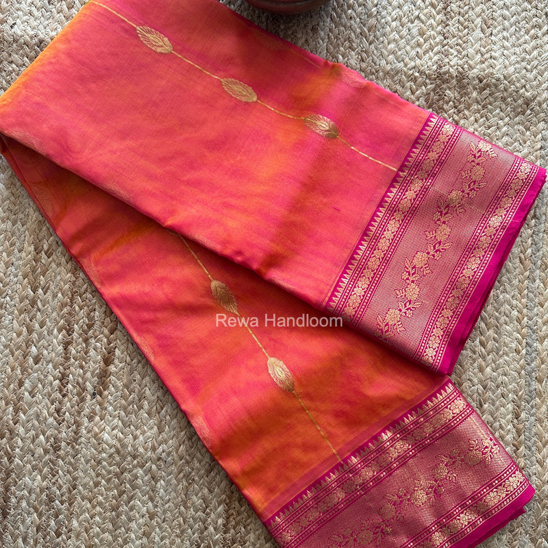 Chanderi Katan Silk Nakshi Border Saree