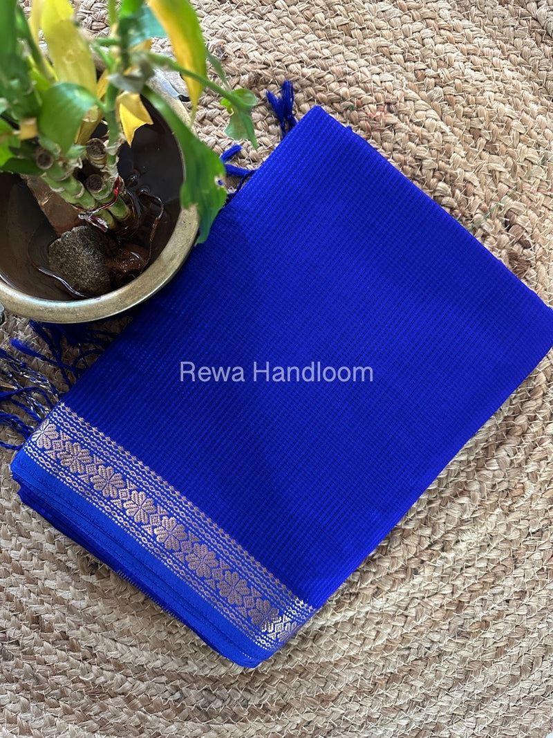 Maheshwari Royal Blue Garbha Reshami Silk Saree GS205