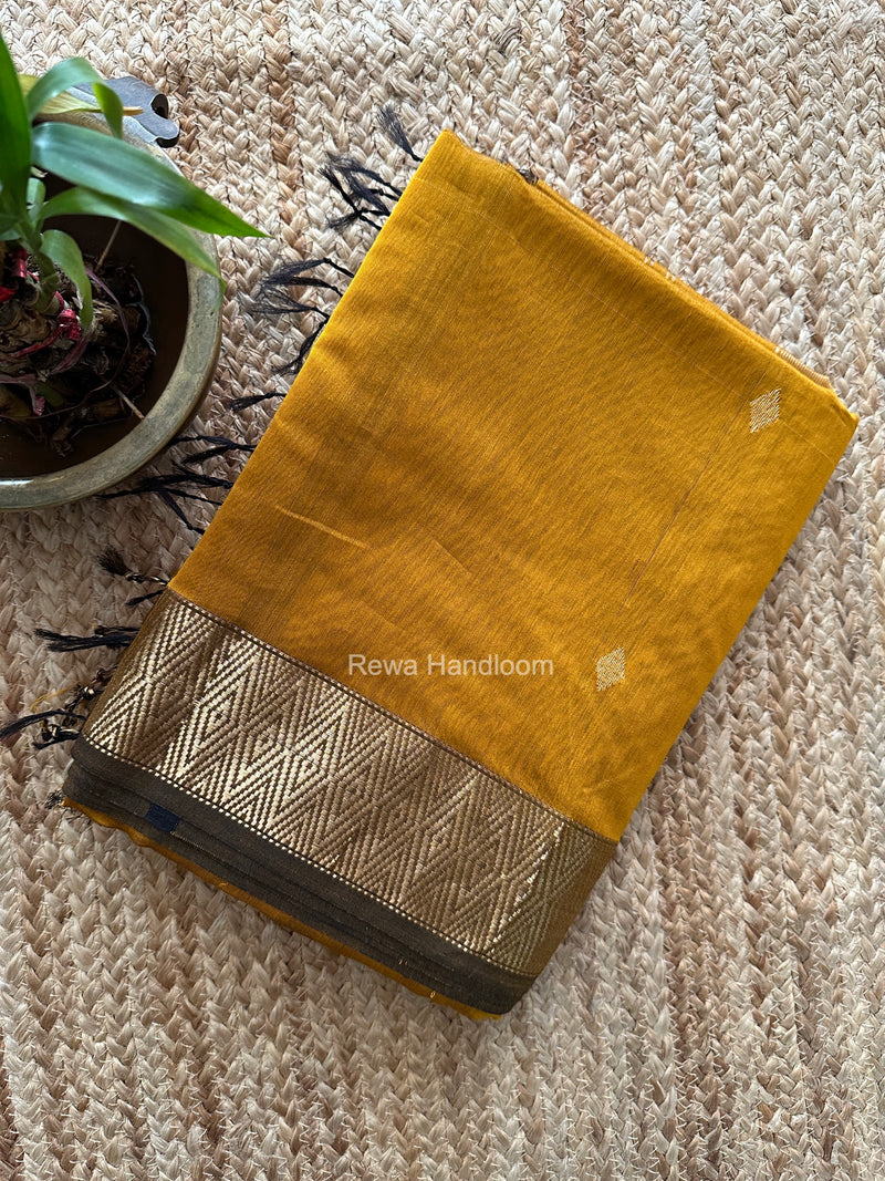 Famous Nayanthara Mustard Yellow Diamond Butti Maheshwari Saree DBS017