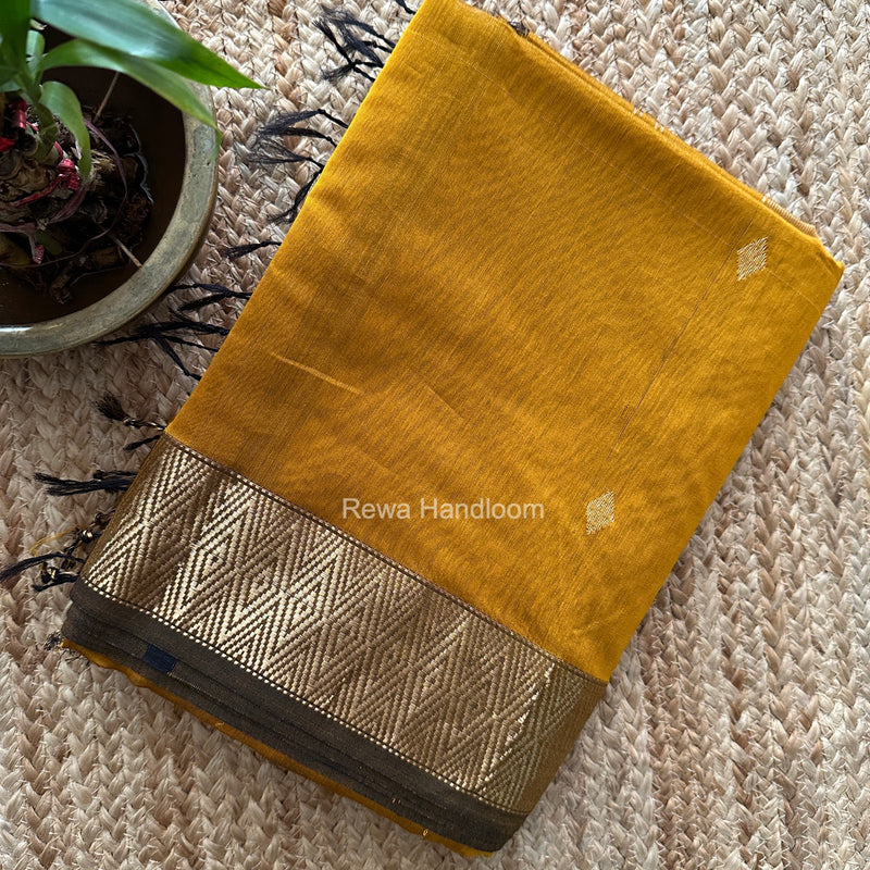 Famous Nayanthara Mustard Yellow Diamond Butti Maheshwari Saree DBS017