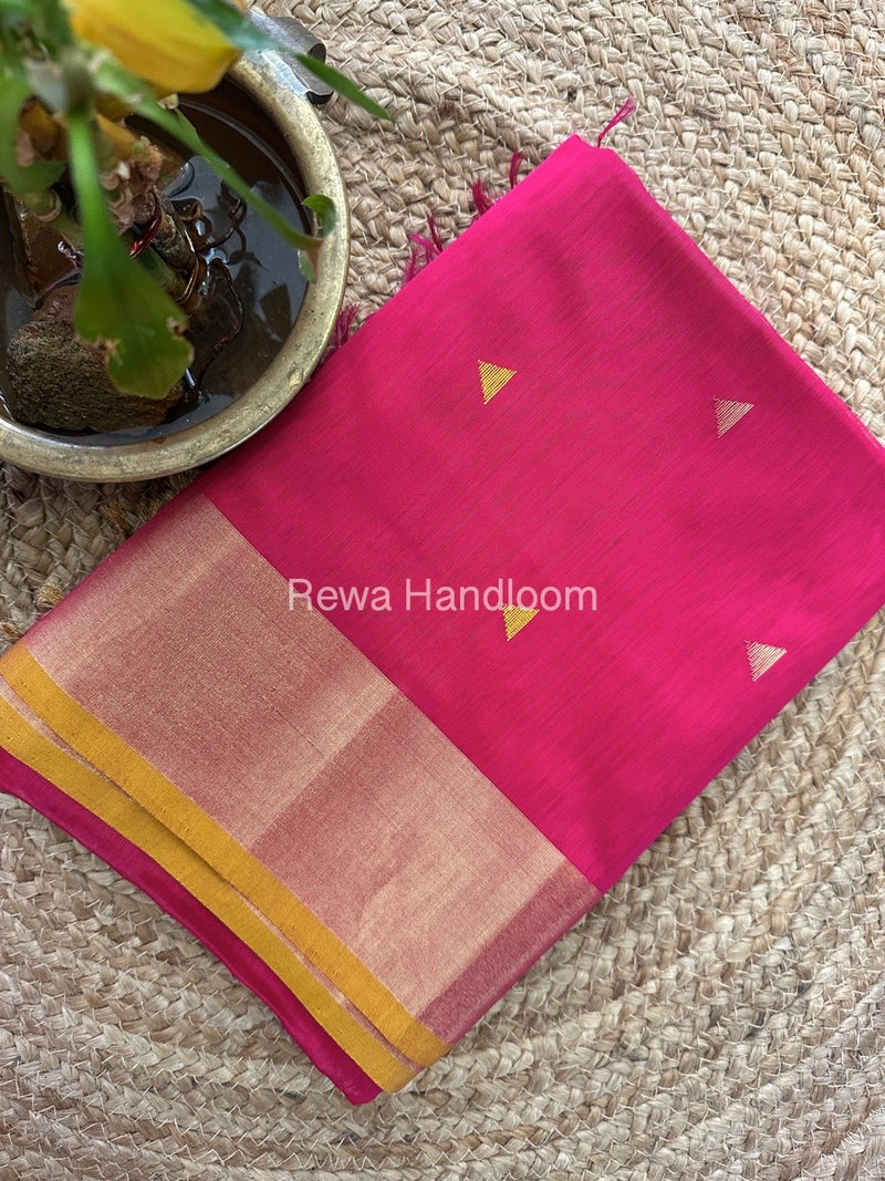Rani Pink Zari Butti Maheshwari Saree SB0101