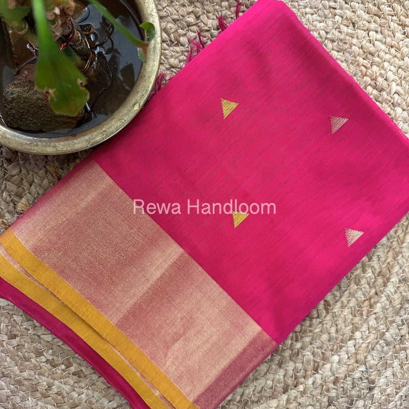 Rani Pink Zari Butti Maheshwari Saree SB0101