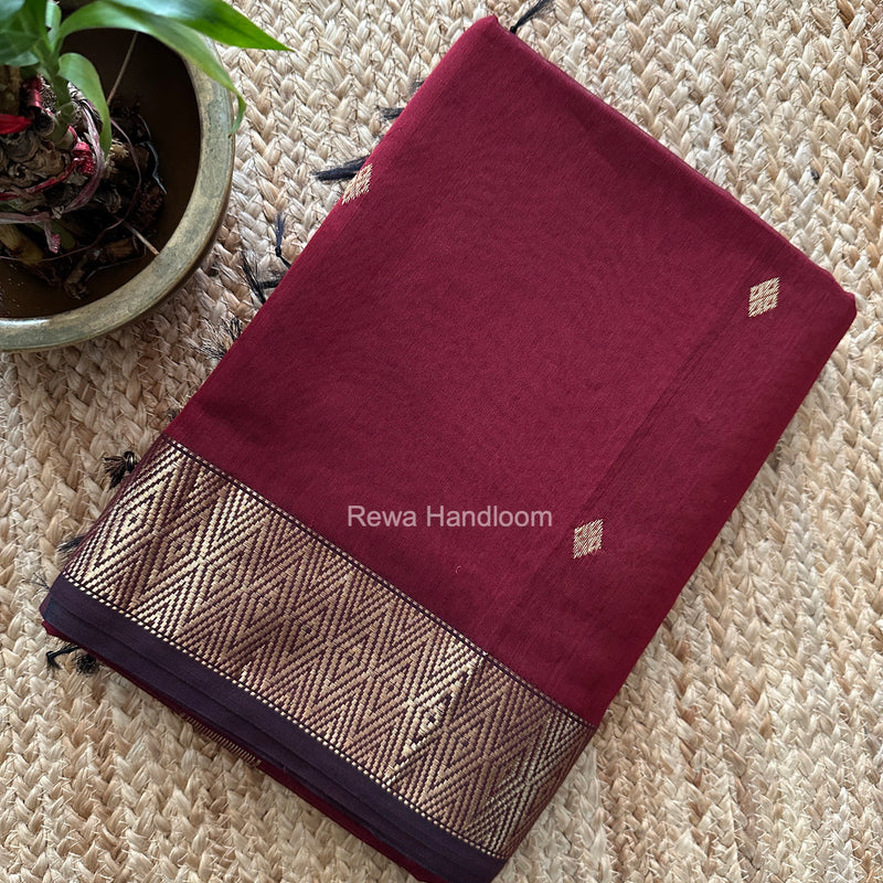 Famous Nayanthara Maroon Diamond Butti Maheshwari Saree DBS016