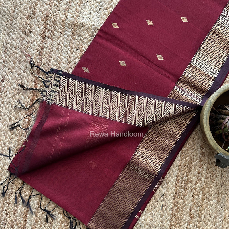 Famous Nayanthara Maroon Diamond Butti Maheshwari Saree DBS016