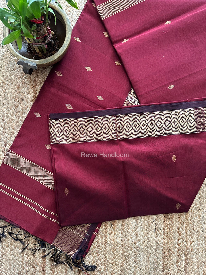 Famous Nayanthara Maroon Diamond Butti Maheshwari Saree DBS016