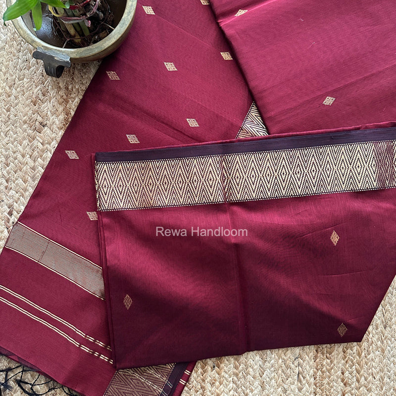 Famous Nayanthara Maroon Diamond Butti Maheshwari Saree DBS016